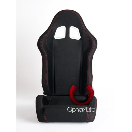Omnisports Black Cloth with Outer Red Stitching Racing Seats - Black OM3359236